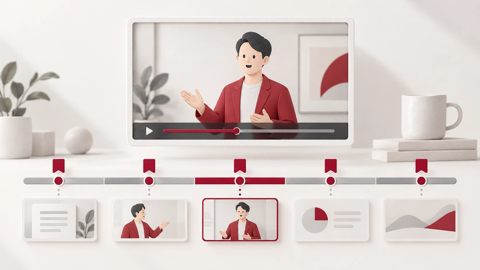 YouTubeチャプターの付け方の考え方を表したイメージ